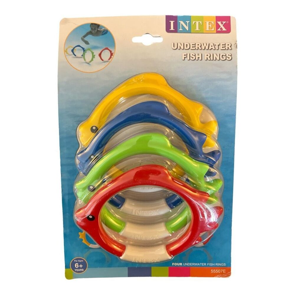 Intex Diving Swimming Pool Kids Toy Play Underwater Fish Rings Sticks 4 Pack